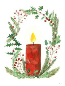 Kerze im Weihnachtskranz