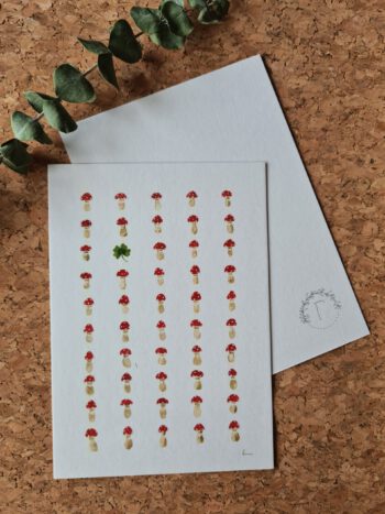 Glückspilze Karte A6 Kleeblatt Pilze Glück Fliegenpilze Grußkarte Glück