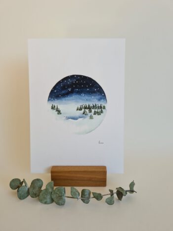 Weihnachtskarte Winterlandschaft zu Weihnachten Karte zum Advent Aquarellgemalte Weihnachtskarte