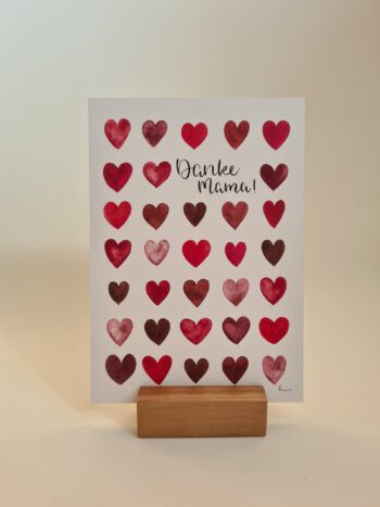 Danke Mama A6 Aquarellgemalte Postkarte Grußkarte Herzen Postkarte Freundschaft