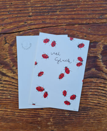 Viel Glück Postkarte A6 florale Aquarelle handgemalt Grußkarte Glück luck Ladybug Marienkäfer – Bild 6