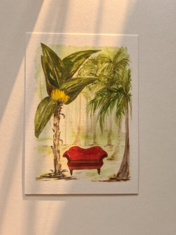 Dschungelsofa unter Bananenbaum Postkarte A6 Fernweh Reisen Urlaub