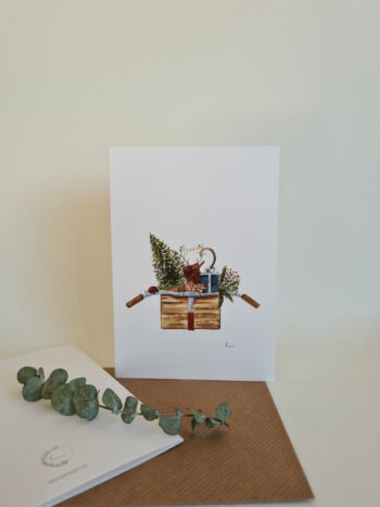 Weihnachtskarte Weihnachtslenker A6 Grußkarte zu Weihnachten Lebkuchen Tannenbaum im Fahrradkorb