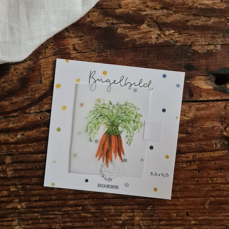 Bügelbild Karotten Idee Geschenk Gemüse Gruß Glückwunsch Aufkleber Geschenk
