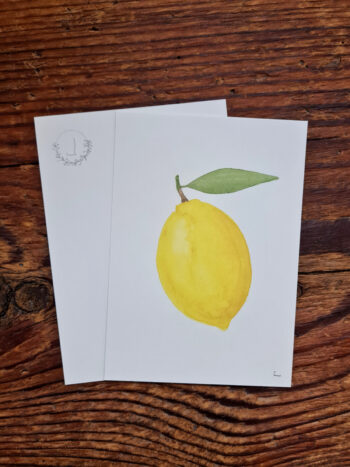 Zitrone handgemaltes Aquarelle A6 Grußkarte Sommer gelb Sonne Urlaub – Bild 2