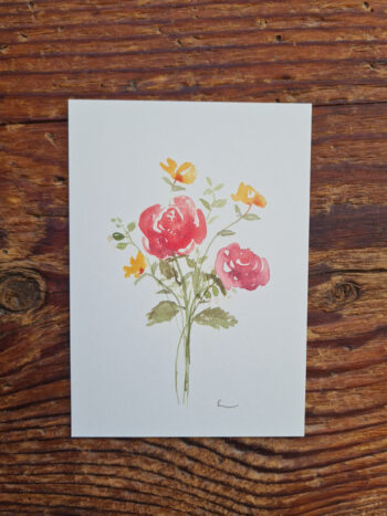 Blumenstrauß Karte Geburtstag Geschenk Jubiläum Hochzeit Aquarelle handgemalt – Bild 4