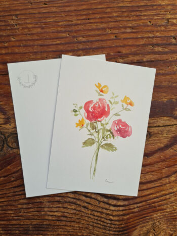 Blumenstrauß Karte Geburtstag Geschenk Jubiläum Hochzeit Aquarelle handgemalt – Bild 3