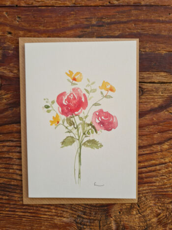Blumenstrauß Karte Geburtstag Geschenk Jubiläum Hochzeit Aquarelle handgemalt – Bild 2