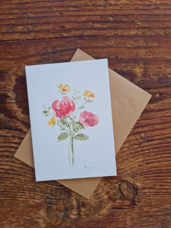 Blumenstrauß Karte Geburtstag Geschenk Jubiläum Hochzeit Aquarelle handgemalt