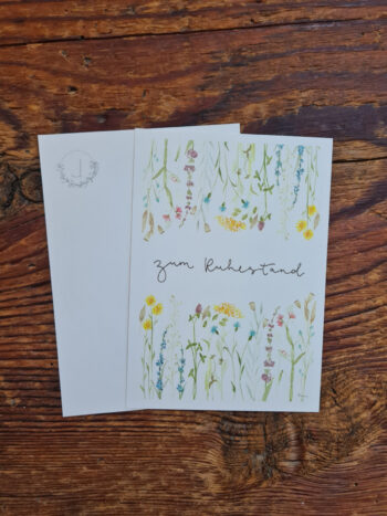 Zum Ruhestand Postkarte floral A6 aquarellgemalte Karte Rente Glückwünsche – Bild 3