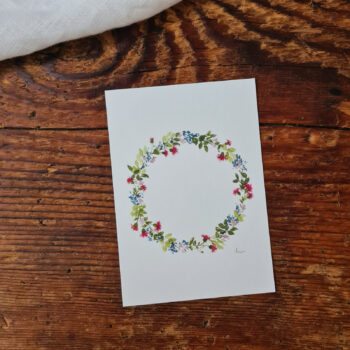 Wildblumenkranz A6 Grußkarte floral handgemalte Aquarelle