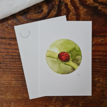 Postkarte Marienkäfer A6 viel Glück Postkarte Ladybug Aquarellgemalte Postkarte – Bild 2
