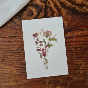 Postkarte A6 Herbststrauch Aquarelle Wildblumen Illustration handgemalte Aquarelle