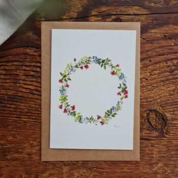 Wildblumenkranz A6 Grußkarte floral handgemalte Aquarelle – Bild 2