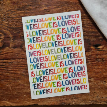 Love is Love Postkarte für dich pride LGBTQ bunt Aquarelle – Bild 2