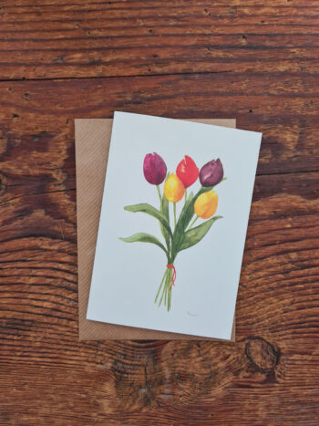 Tulpe handgemalte Aquarelle Blumen Flower Karte Geburtstag Geschenk Jubiläum Hochzeit