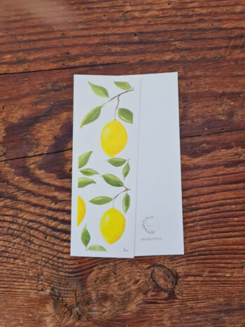Lesezeichen Zitrone handgemalte Aquarelle Buch Obst Sommer Sonne