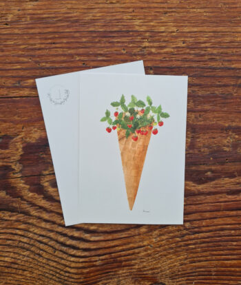 Eiswaffel Wilderdbeere Aquarelle handgemalt Sommer Strawberry – Bild 2