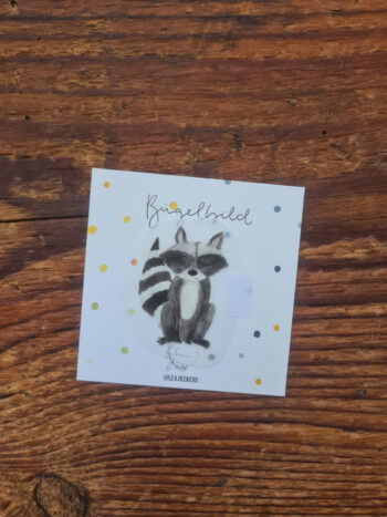 Bügelbild Waschbär GeburtstagIdee zur Geburt Gruß Glückwunsch Aufkleber Geschenk