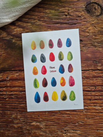 Osterkarte Aquarelle Ostereier Din A6 bunt Grußkarte Osterhase