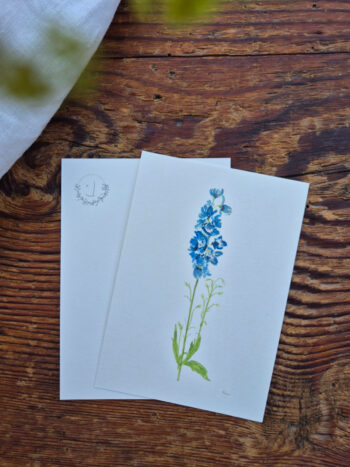 Rittersporn Postkarte A6 florales Aquarelle handgemalt Grußkarte Blumen flower Frühling